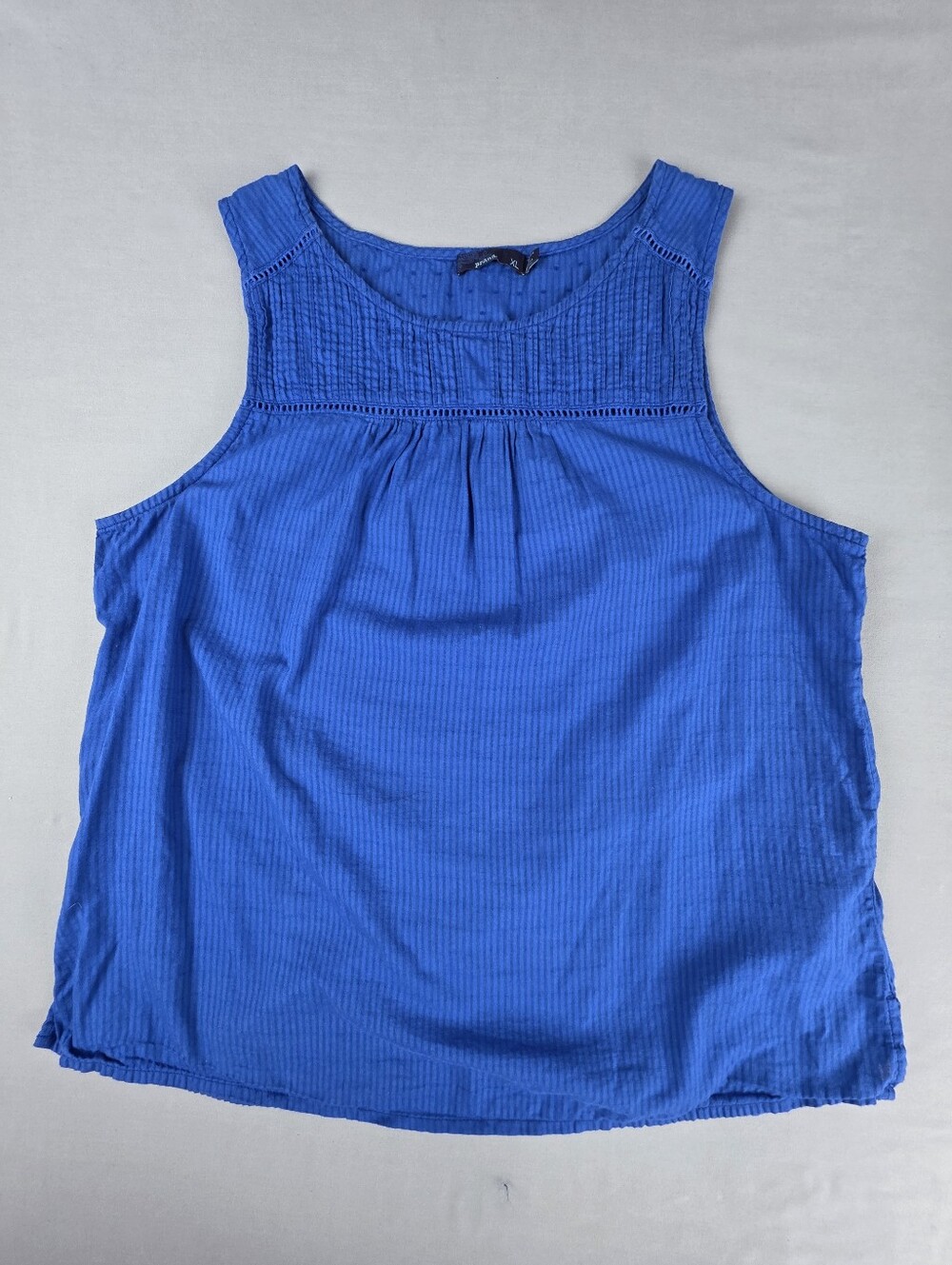 Prana 100% Organic Cotton Sleevless Tank Top Smocking Boho Barefoot Girl Coastal